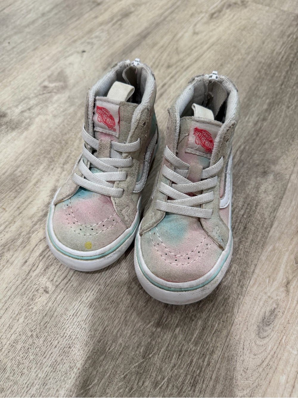 Vans Kids High-Top Sneakers in Pastel Pink and Blue